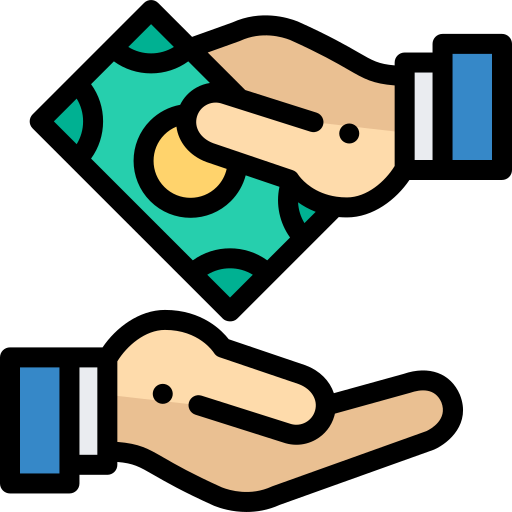 Payment processing services and financial transaction solutions illustrated by a hand transferring money to another hand for secure business payments